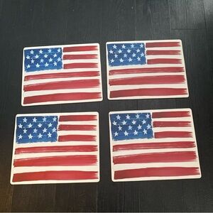 Pottery Barn Cork Back Placemats American Flag Set Of 4 Wipeable